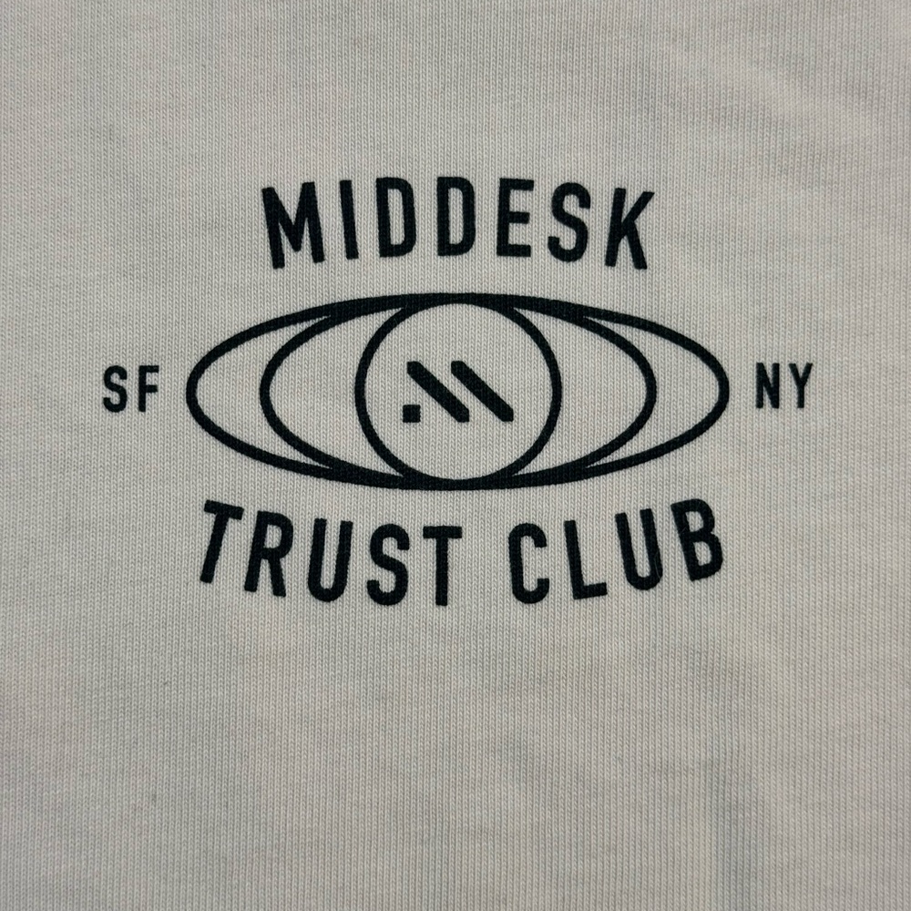 Middesk Trust Club T‎ Shirt Large Cream Heavy Cotton Graphic USA Cities - Picture 4 of 6
